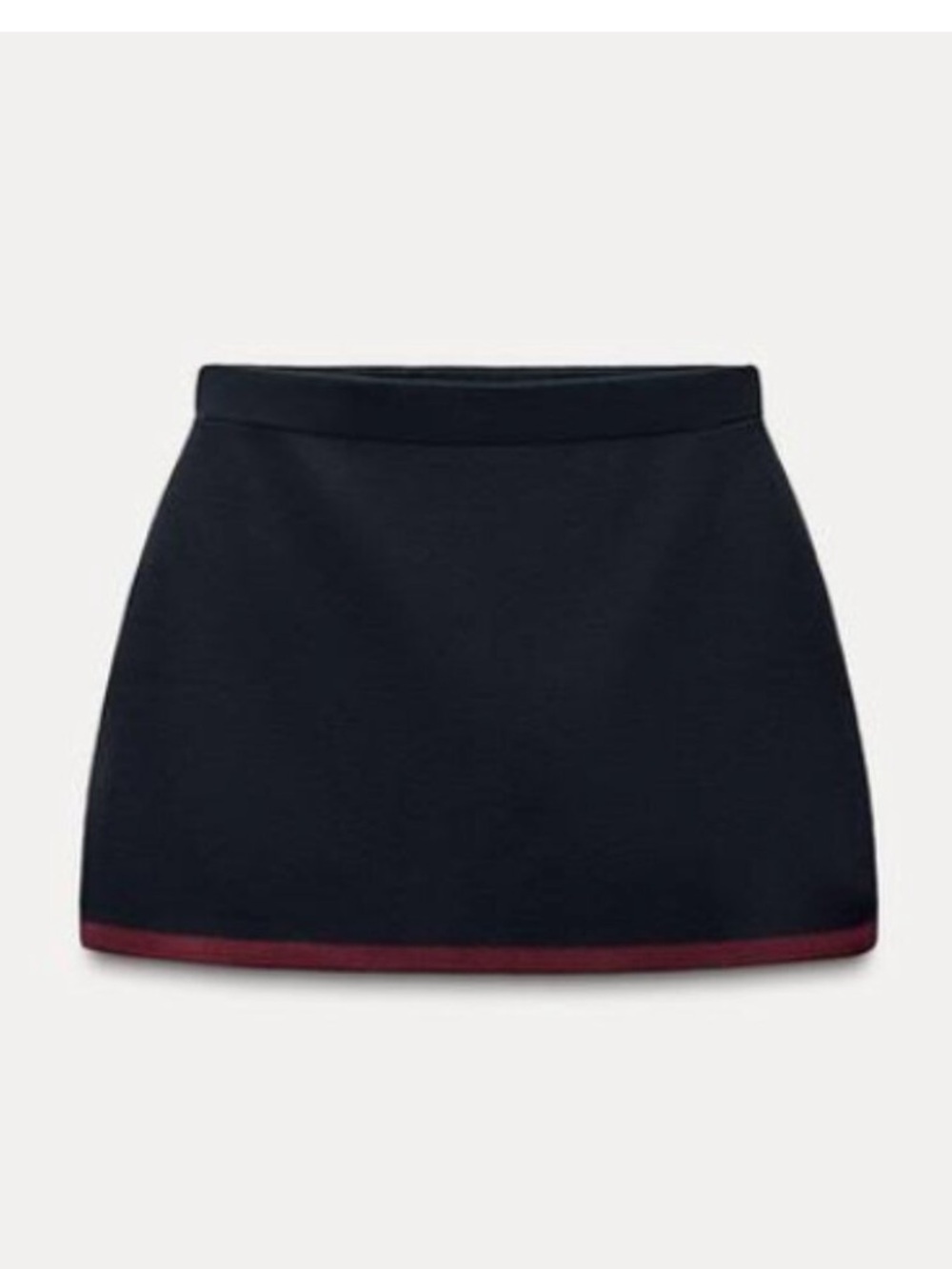 Zara Navy Mini Skirt with Burgundy Trim